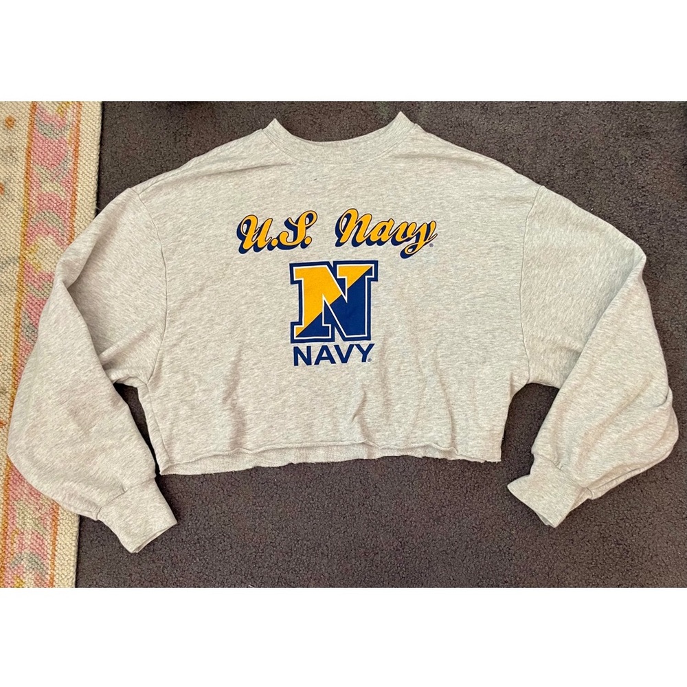 Victoria’s Secret Pink Distressed US Navy Crop Pullover